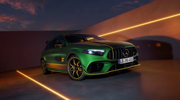 Mercedes-AMG A 45 front-side View, image credits - Mercedes Benz  AMG Aerodynamics Package
